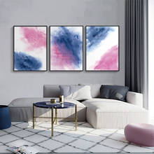 Arte moderna abstrata azul rosa nórdica, pinturas em tela para sala de estar, quarto, galeria, pôster e impressões, decoração de casa 2024 - compre barato