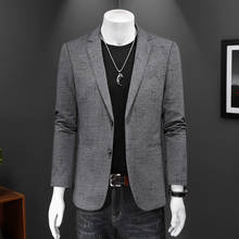 Blazer masculino casual de alta qualidade, jaqueta cinza, preta, para negócios, casual 2024 - compre barato