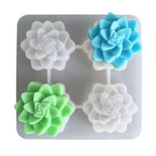 4 Compartment Succulent Plants Shaped Silicone Soap Mold DIY Handmade Craft Forms Silicone Cake Mold With Single-hole Soapmaking 2024 - buy cheap