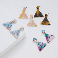 Trendy Multicolor Geometric Triangle Dangle Earrings Korean Style Acrylic Resin Drop Statement Earrings Women Jewelry Gifts 2019 2024 - buy cheap