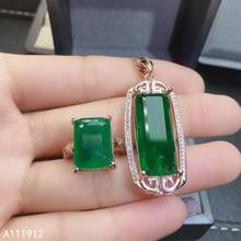 KJJEAXCMY fine jewelry natural Emerald 925 sterling silver women pendant necklace chain ring set support test lovely 2024 - buy cheap