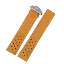 Carlywet 20 22mm couro de bezerro real cinza camurça cinta substituição do vintage pulseiras de pulso pulseira de relógio de couro cinto para tag heure 2024 - compre barato