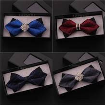 2020 New Fashion Designer Men's Bow Ties Formal Double Fabric Plaid Diamond Bow Tie Banquet Business Butterfly Tie with Gift Box 2024 - buy cheap