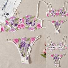 Sexy Lingerie Lace Bra Set Underwear G-string Lingerie Bra Briefs Flowers Embroidery Bralette Cupless Lace Bra Bustier Lingerie 2024 - buy cheap