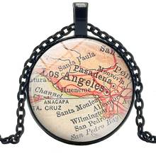 New Jewelry Statement Necklace Los Angeles Map Creative Time Glass Convex Pendant Necklace Children's Gift 2024 - buy cheap