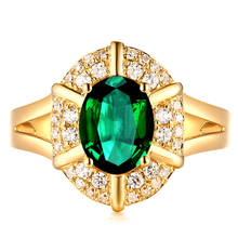 Luxury Green crystal Emerald gemstones zircon diamond Rings for women 18k gold color Dubai vintage jewelry bijoux bague gifts 2024 - buy cheap