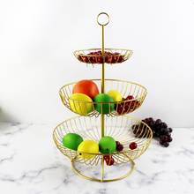 3 Tier Retro Simple Round Metal Household Fruit Plate Tray Stand Storage Basket Fruit Basket Home Organizer rattan basket toy 2024 - buy cheap