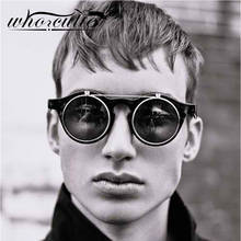 WHO CUTIE 2019 Fashion Vintage Round Steampunk Flip Up Sunglasses Men Classic Clamshell Design Sun Glasses Clip on Oculos S005 2024 - buy cheap