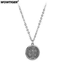 WOWTIGER Men Necklace Cross Jesus Pendant Stainless Steel Saint Benedict Link Chain Necklaces for Women Religious Jewelry gift 2024 - buy cheap