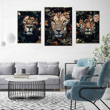 Animal In Flowers Canvas Picture Wall Art Lion Poster Tiger Elephant Elk Orangutan Modern Classical Decorative Painting 2024 - buy cheap