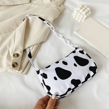 Bolsa de mão com estampa de leite de vaca feminina, bolsa pequena de ombro para meninas, bolsa casual de mão com estampa de leite para mulheres, 2020 2024 - compre barato