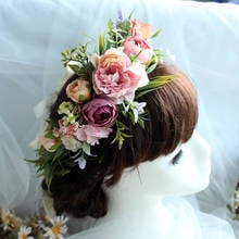 2020 New Bridal Wreath Simulation Flowers Adult Headdress Hairband Shooting Hair Accessories 2024 - buy cheap