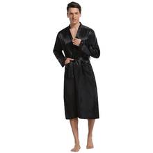 Male Robe Sleepwear Faux Silk Nightwear Casual Kimono Bathrobe Gown Solid Nightgown Homewear Men Loungewear Home Clothes 2024 - buy cheap