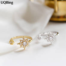 Anéis de girassol de cristal de prata esterlina para mulheres, joia da moda aberta, anel de dedo ajustável 925 2024 - compre barato
