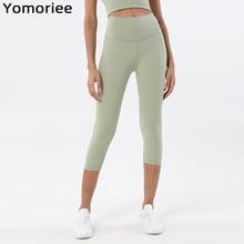 Calça legging de náilon fitness feminina, esportiva, para academia, treino, corrida, yoga, cintura alta, levantamento do bumbum, cropped, sexy e elástica 2024 - compre barato