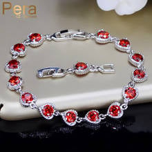 Pera 5 Color Options Trendy Women Jewelry Big Cubic Zirconia Stone Elegant Heart Shape Red Bracelets Bangles for Ladies B062 2024 - buy cheap