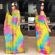 Oversized Women Loose Jumpsuit Tie Dye Sexy Vacation Summer Outfits Slash Shoulder Night Club Large Jumpsuit with Pockets S-4XL 2024 - buy cheap