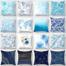 Blue Series Cushion Cover Polyester Throw Pillowcase Geometric Marble Office Decorative Pillow Case Modern Minimalist Home Decor 2024 - buy cheap