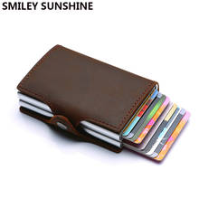 Rfid Wallet Bank Card Holder Passes Leather Protector Business id Credit Card Holder Metal Secure id Wallet for Credit Cards 2024 - buy cheap