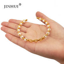 Jin Hui 1pieces of Gold color Pearl Bracelets for Women Dubai Bride Wedding Jewelry ornament Bangle Middle East African gifts 2024 - buy cheap