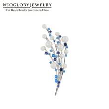 Neoglory elegante buquê de flores pérola broches de cristal para mulher cz azul rosa branco fashion pin para festa presente para o dia das mães 2024 - compre barato