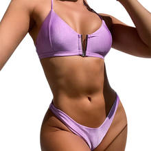 Sexy V Shaped Support Women's Split Swimsuit Solid Color Low Waist Bikini European And American Fashion Beachwear Beach Surf 2024 - buy cheap