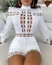 VAZN 2021 Hot High-end Europe And America Sexy Club Hollow Out Open Slash Neck Full Sleeve High Waist Women's Skinny Playsuits 2024 - buy cheap