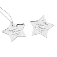 50 pçs * personalizado gravado espelho estrela etiquetas de casamento prata baptismo nome tag escultura presentes festa decoração do chuveiro do bebê favor 2024 - compre barato