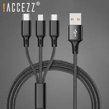¡! Accez-Cable de carga rápida 3 en 1 de nailon, Cable de carga rápida Universal, Micro USB tipo C, 8 pines, para iPhone 7, 8, 6 Plus, Xiaomi y LG 2024 - compra barato