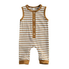 FOCUSNORM 0-18M Summer Newly Infant Baby Boys Rompers Striped Print Sleeveless Pocket Jumpsuits 2024 - buy cheap