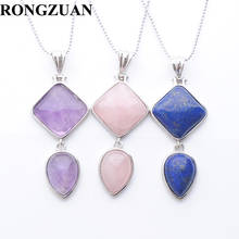 Multiple Natural Stone Pendant Bead Lapis Lazuli Aventurine Amethysts Turquoises Necklace Silvers chain 18" Women Jewelry TBN387 2024 - buy cheap