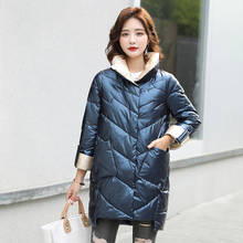 Jaqueta feminina de algodão com gola alta, casaco acolchoado de algodão para mulheres com gola alta, vento e quente, coleção 2021 2024 - compre barato