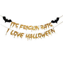 Eu amo halloween decoração horror morcego bunting bandeira adereços ghost banner guirlanda fontes de festa de halloween 2024 - compre barato