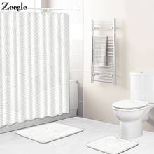 Zeegle Bath Mat Set Toilet Pedestal Rug Toielt Seat Cover Mat Anti Silp Bathroom Doormat Shower Mat 4pcs Bathroom Curtain Set 2024 - buy cheap