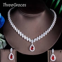 ThreeGraces Famous Brand African Design Bridal Accessories Red Cubic Zirconia Beads Jewelry Sets For Wedding Costume JS002 2024 - buy cheap