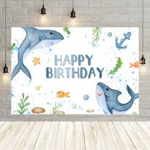 Avezano desenho animado tubarão fundo para fotografia sob o mar peixe bolha menino decoração de aniversário pano de fundo photocall photo studio 2024 - compre barato