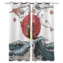 Japanese Style Sea Squid Curtains for Living Room Children Bedroom Decoration Home and Kitchen Products Windows Drapes