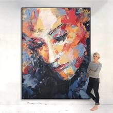 100% Hand-painted Abstract Sexy Lady Face Portrait Oil Painting Canvas Wall Art Unframed Woman Textured Wall Artwork Hot Selling 2024 - buy cheap