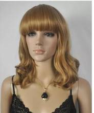 Hot heat resistant Party hair shun>>>New Stylish Brown Womens Girls Medium Fashion Full Curly Wig 2024 - buy cheap