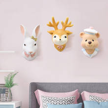 Adorável quarto das crianças cabeça animal decoração da parede para casa e sala de estar pingente quarto menina macio instalar decoração 2024 - compre barato