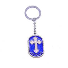 Pingente de cruz religioso em metal azul esmaltado, chaveiro, presente de joia religiosa 2024 - compre barato
