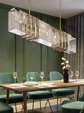 Luz lustre de cristal luxo sala estar jantar cozinha moderna e minimalista longo lustre 2024 - compre barato