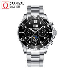 Carnival Automatic Mechanical Watch Men Top Luxury Brand Moon Phase Watches Mens Waterproof Luminous Steel Wristwatch Relogios 2024 - buy cheap