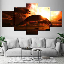 5 Panel Wall Art Trees Sunset Lake Poster Art Canvas Print Huge Pictures for Dining Room Wall Decor Canvas Painting Dropshipping 2024 - buy cheap