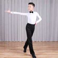 Professional Latin Dance Costumes Boys Competition Performance Costume Rumba Samba Dance Wear White Shirts Black Pants DQS3749 2024 - buy cheap