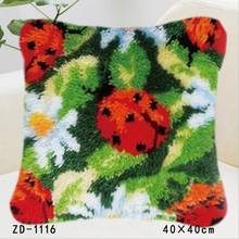 Funda de almohada de mariquita con gancho para pestillo, bordado de flores, costura artesanal, Kits de cojín de ganchillo sin terminar, manualidades de lona 2024 - compra barato