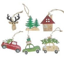 3PCS/Set Car/Deer/Tree Wooden Pendants Ornaments Christmas Wood Crafts Xmas Tree Ornaments Kids Gift Christmas Party Decoration 2024 - buy cheap