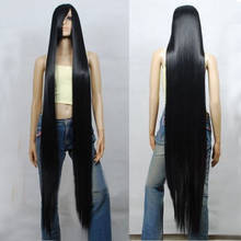 200cm/79" 150cm/59" 120cm/47" 100cm/39" 80cm/32" Black Long Straight Wig Heat Resistant Synthetic Hair Cosplay Wigs + Wig Cap 2024 - buy cheap