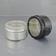 100g ML Refillable bottle silver empty round aluminum tin cans bottle with window lids,skylight black Cream box tea aluminum jar 2024 - buy cheap