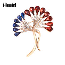 Elegant Korean Ginkgo Leaf Brooch Luxury Jewelry for Women Simple Anti-Exposure Coat Pin Crystal Rhinestone Clothes Accessories 2024 - buy cheap